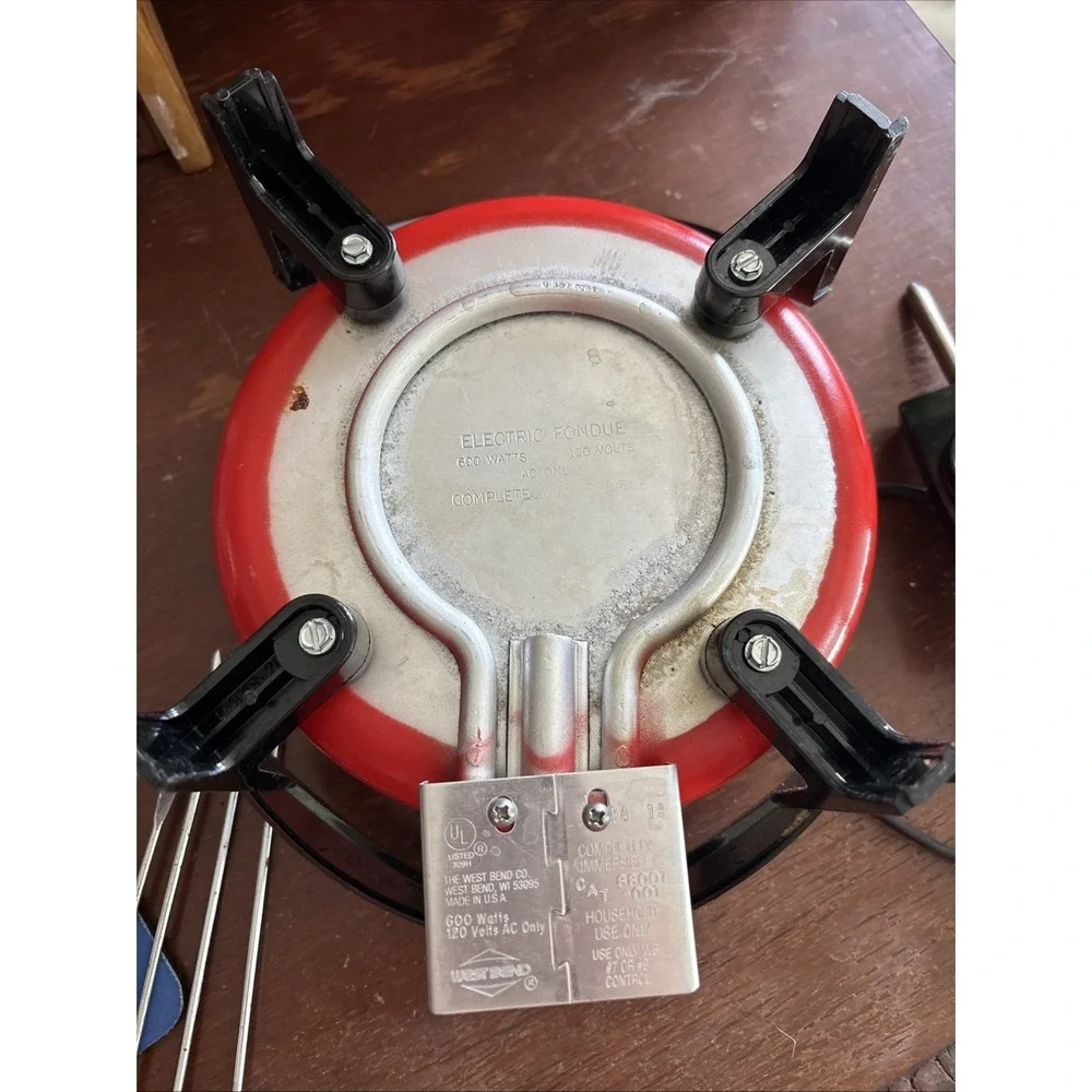 West Bend 3 Qt Red Electric Fondue Pot TESTED WORKS Vintage